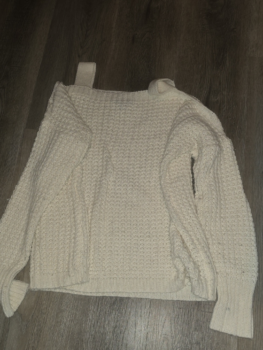 Women’s Cream Knit Sweater - Cozy Off-Shoulder Style